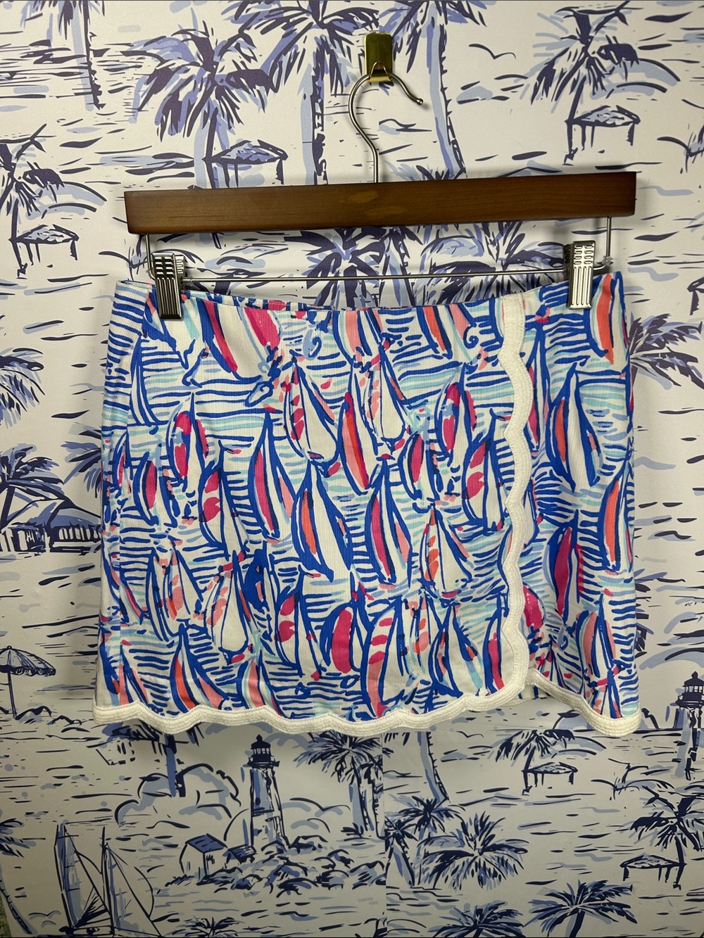 Lilly Pulitzer Blue, Pink, White Tropical Print Skirt